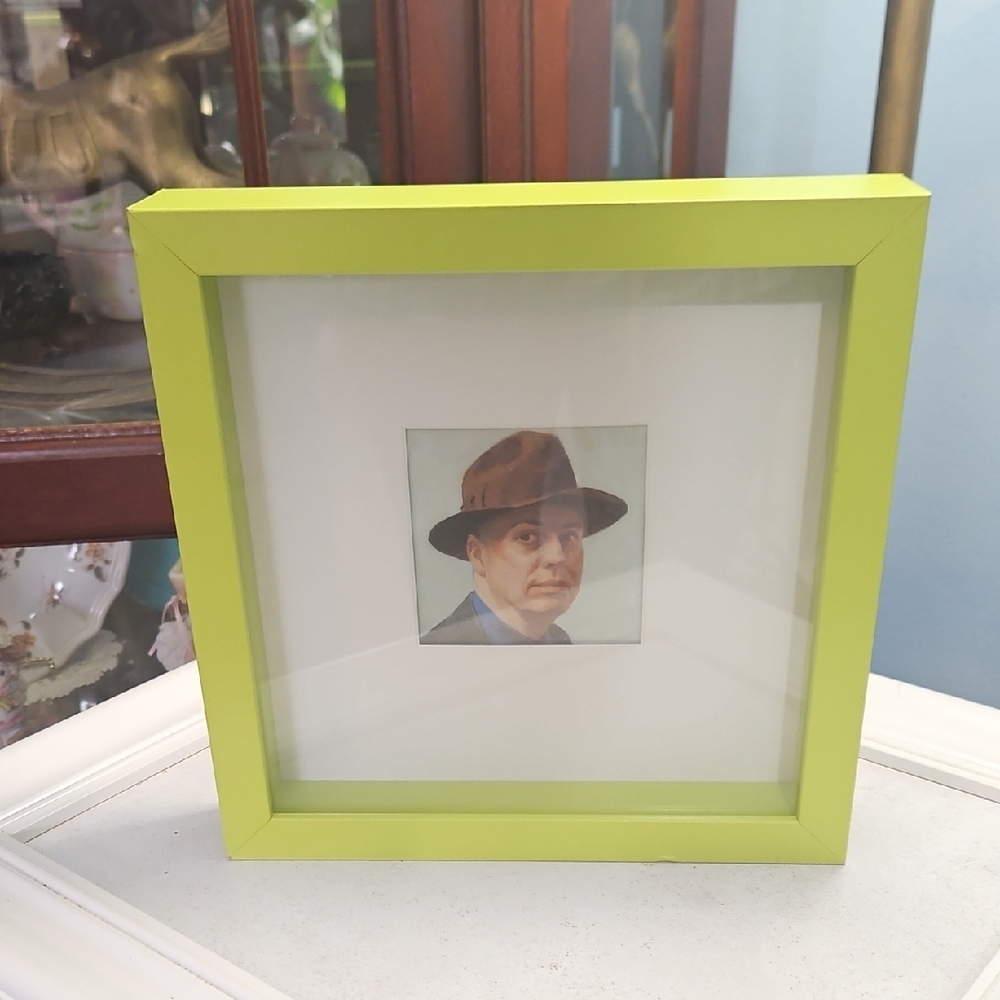 NWOT Michaels Green Square Shadowbox Picture Frame with Male Portrait